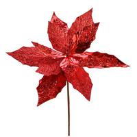 View 13" Red Poinsettia Sequin Spray (6 pack)