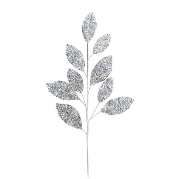 29" Silver Glitter Leaf Spray (6 pack)