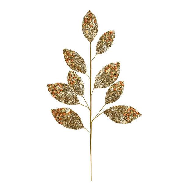 29" Gold Glitter Leaf Spray (6 pack)