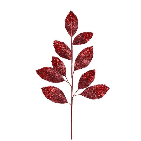 29" Burgundy Glitter Leaf Spray (6 pack)