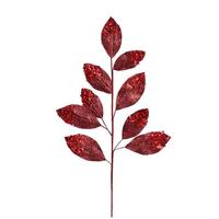 View 29" Burgundy Glitter Leaf Spray (6 pack)