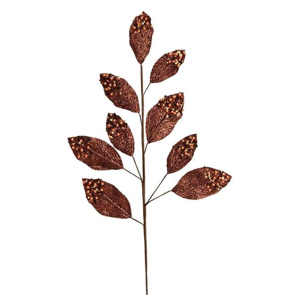 29" Mocha Glitter Leaf Spray (6 pack)