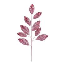 Vickerman 29" Artificial Pink Glitter Leaf Spray (6 pack)
