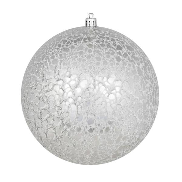 8" Silver Crackle Ball Ornament