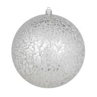Vickerman 8" Silver Crackle Ball Ornament