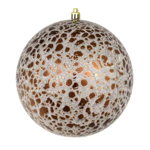 4" Mocha Crackle Ball Ornament (6 pack )