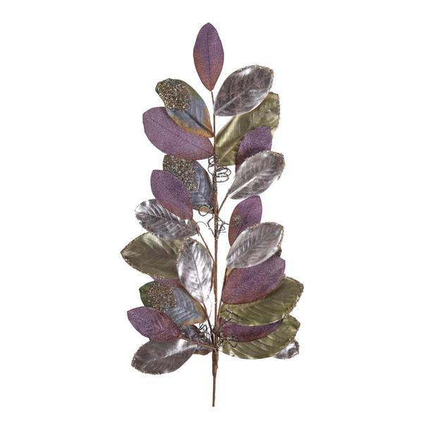 34" Artificial Plum Stone Magnolia Leaf Teardrop Christmas Decoration