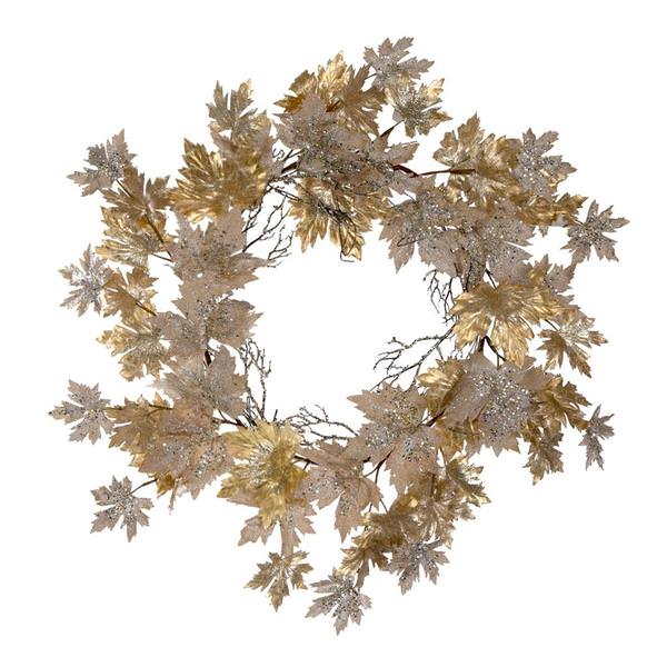 30" Artificial Champagne Maple Leaf Christmas Wreath