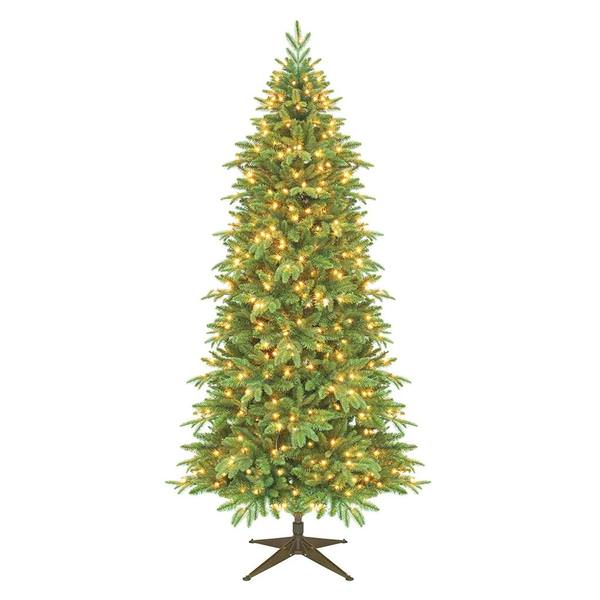 9.5' x 57" Artificial Slim Asheville Fraiser 700 Clear Lights Artificial Christmas Tree