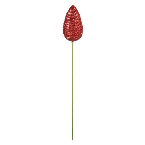 24" Red Glitter Pine Cone Pick (4 pack)
