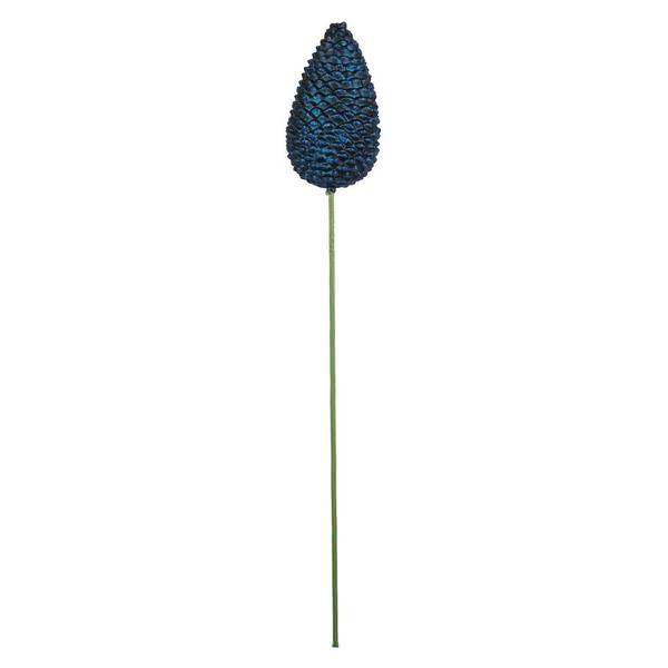 24" Midnight Blue Glitter Pine Cone Pick (4 pack)