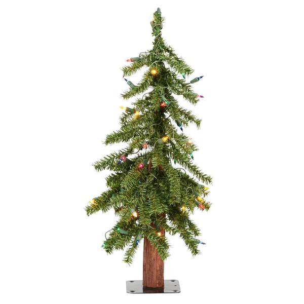 2' x 15" Artificial Natural Alpine Tree with 50 Multi-Color Lights