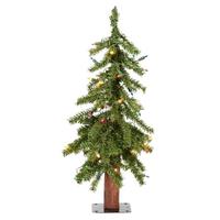 Vickerman 2' x 15" Artificial Natural Alpine Tree with 50 Multi-Color Lights