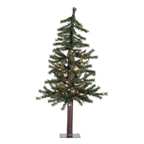3' x 21" Artificial Natural Alpine Tree with 50 Warm White Lights