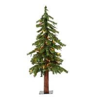 Vickerman 3' x 21" Artificial Natural Alpine Tree with 50 Multi-Color Lights