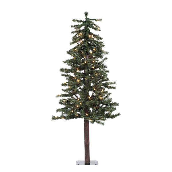 4' x 24" Artificial Natural Alpine Tree with 100 Warm White Lights