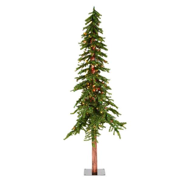 7' x 42" Artificial Natural Alpine Tree with 300 Multi Color Lights