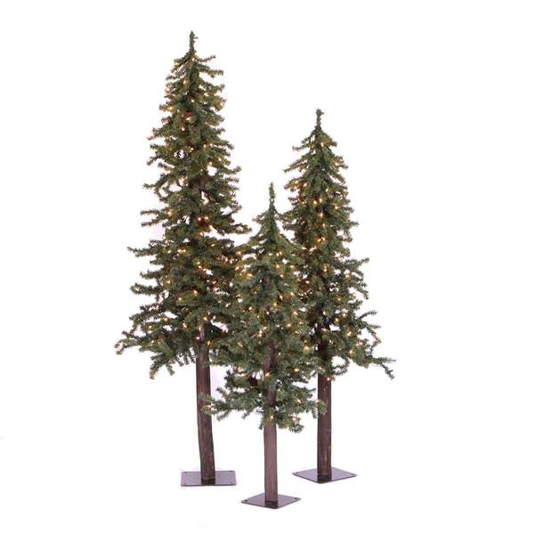 4' 5' 6' Artificial Natural Alpine Set 450 Warm White Lights