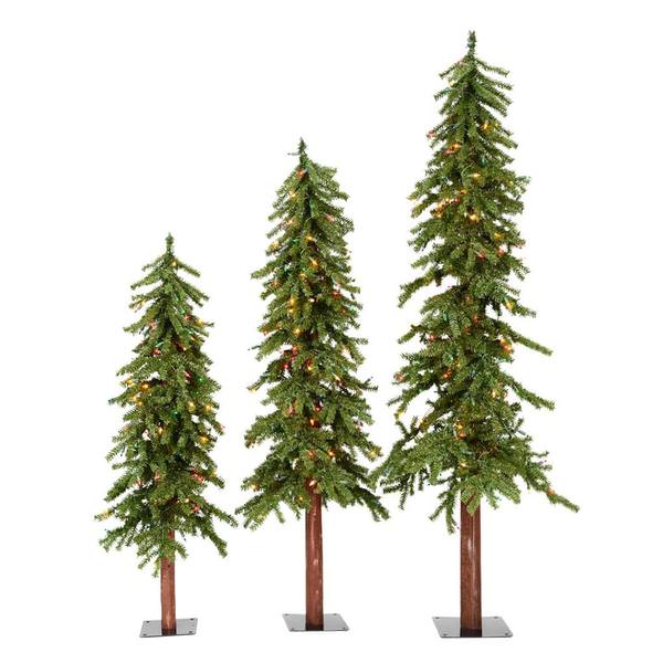 4' 5' 6' Artificial Natural Alpine Set 450 Multi-Color Lights