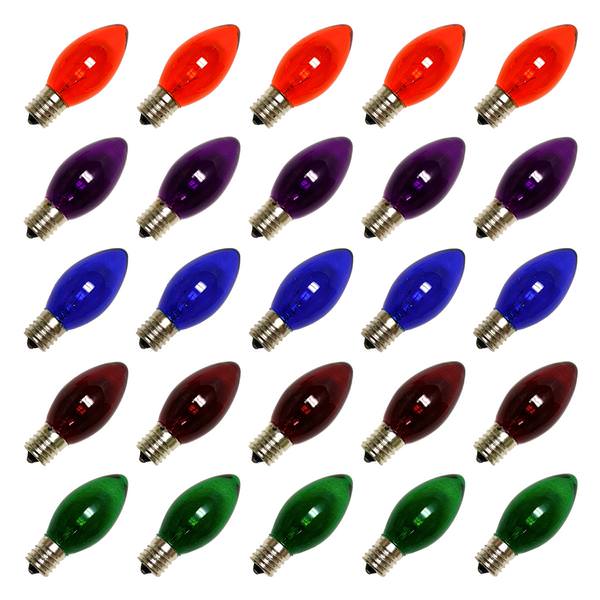 C9 Intermediate Screw Base Transparent Multi-Color Twinkle (25 pack)
