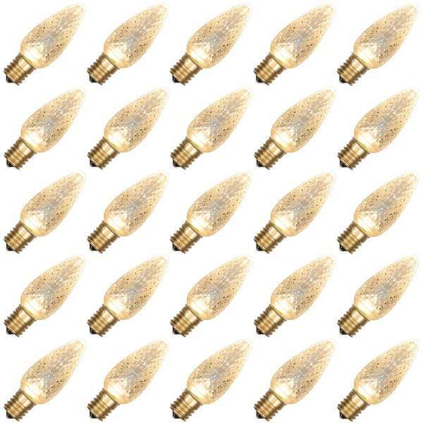 0.42 watt 120 volt C9 Intermediate Screw Sun Warm White Twinkle Faceted LED (25 pack)