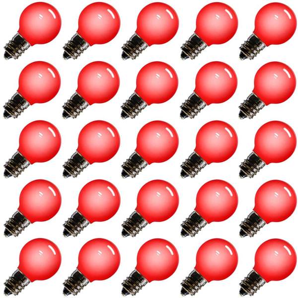 0.38 watt G30 Candelabra Screw Base Red Faceted LED (25 pack)