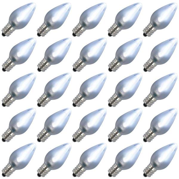 0.96 watt 130 volt C7 Candelabra Screw Cool White LED (25 Pack)