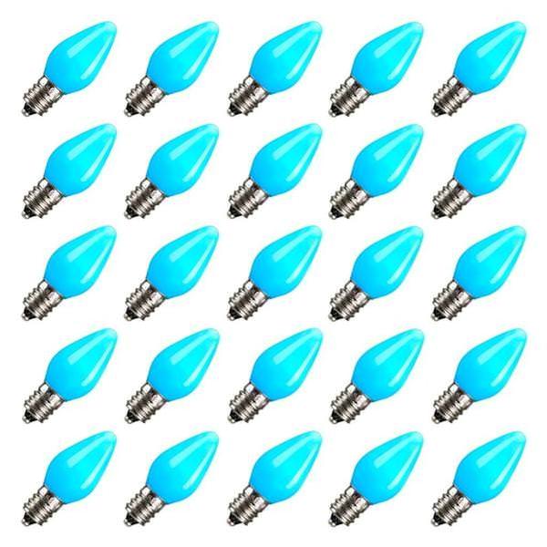 0.96 watt 130 volt C7 Candelabra Screw Turquoise Faceted LED (25 pack)