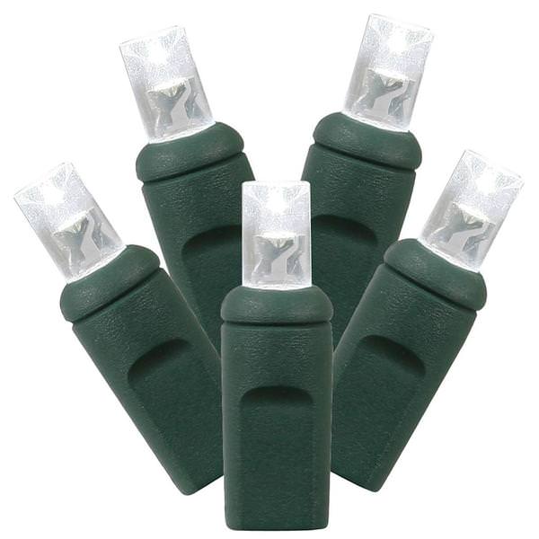 50 Light 25' Green Wire Pure White Wide Angle Coaxial Twinkle LED String Light Set