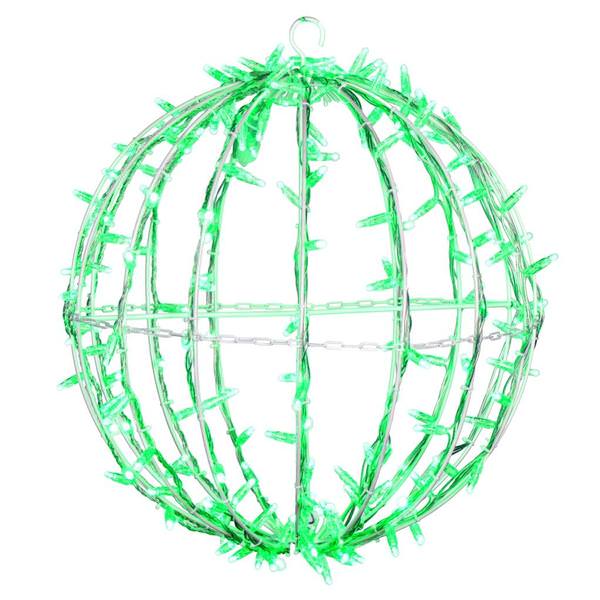 180 Light 20" Transparent Cable White Powder Coated Frame Green Jumbo LED Sphere