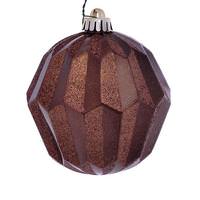 Vickerman 5" Mocha Glitter Faceted Ball Ornament (3 Pack)