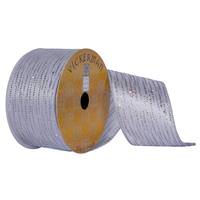 Vickerman 2.5"x30' Silver Sheen Glitter Lines Christmas Ribbon