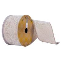Vickerman 2.5"x30' Beige Soft Filigree Christmas Ribbon
