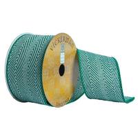 View 2.5"x30' Emerald Herringbone Ribbon