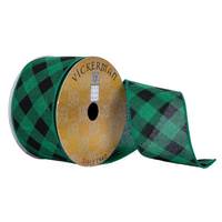 Vickerman 2.5"x30' Green Black Diamond Plaid Ribbon