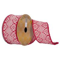 Vickerman 2.5"x30' Red/White Ganado Ribbon