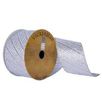 View 2.5"x30' Silver Glitter Diagonal Stripe Ribbon