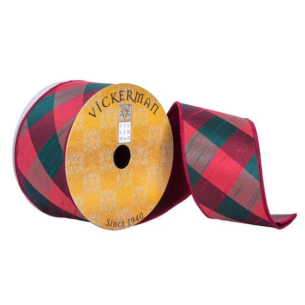 2.5"x30' Red/Black Plaid Diamond Ribbon