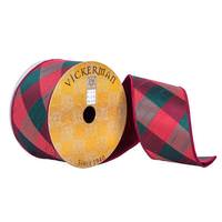 Vickerman 2.5"x30' Red/Black Plaid Diamond Ribbon