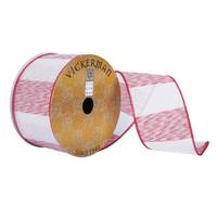 Vickerman 4"x30' Red/White Heather Color Block Ribbon Christmas Decoration