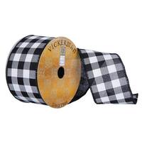 Vickerman 2.5"x30' Black White Checker Plaid Christmas Ribbon