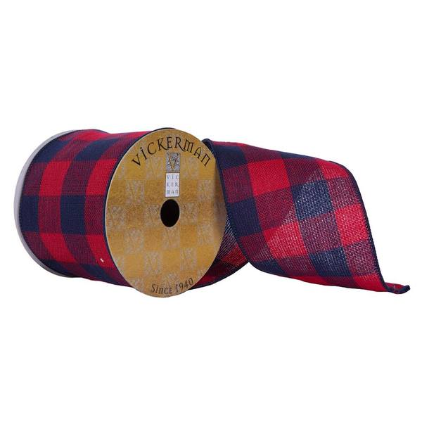 4"x30' Red/Black Plaid Ribbon Christmas Decoration