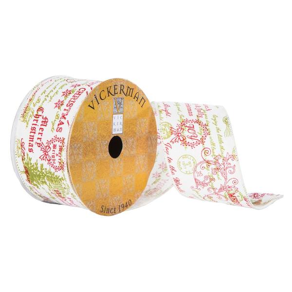 2.5"x30' Red/Green Nostalgic Stamp Ribbon