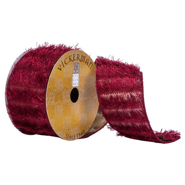 2.5"x30' Burgundy Fringe with Gold Back Ribbon