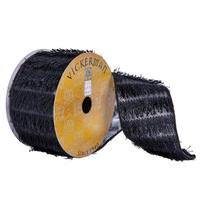 Vickerman 2.5"x30' Navy Fringe with Silver Backing Ribbon