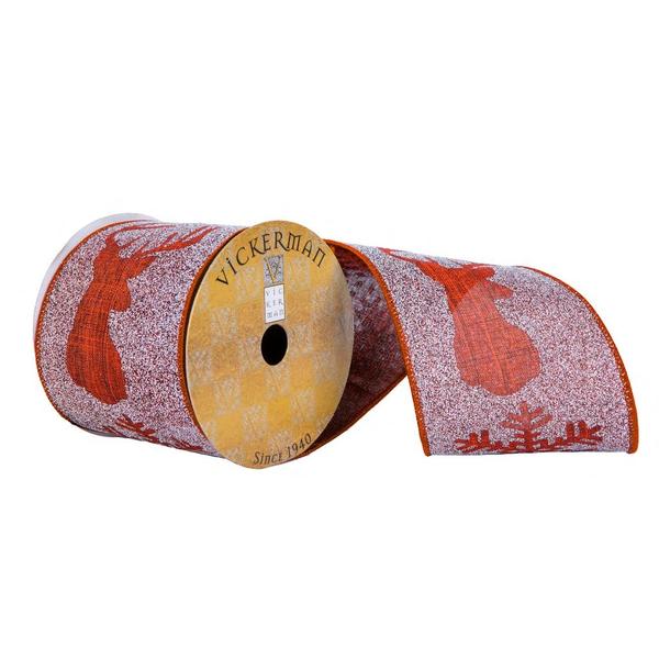 4"x30' Brown Tree/Snowflake/Deer Ribbon Christmas Decoration