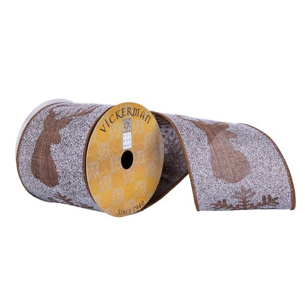 4"x30' Brown Tree/Snowflake/Deer Ribbon Christmas Decoration