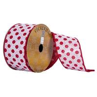 Vickerman 2.5"x30' Red Dots Ribbon