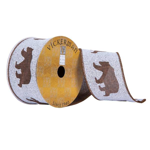 2.5"x30' Brown Bear Christmas Ribbon
