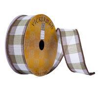 Vickerman 2.5"x30' Green/White Plaid Ribbon